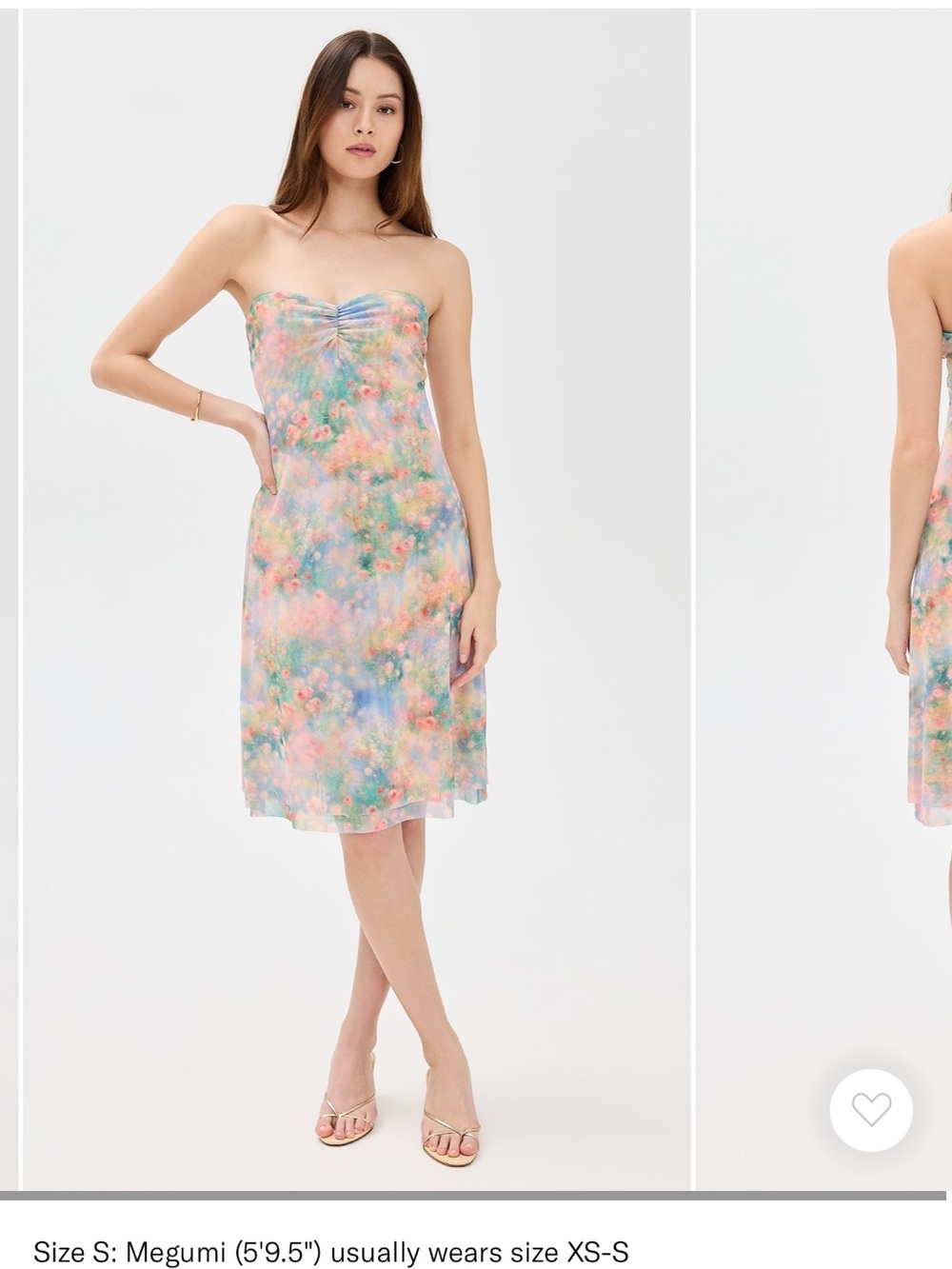 AFRM "Lucille" Strapless Pastel Floral Midi Dress XS